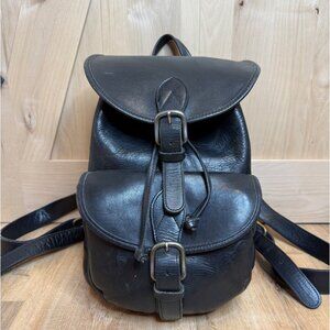 Vintage M London Genuine Black Leather Mini Rucksack Style Backpack Brass Hardwa